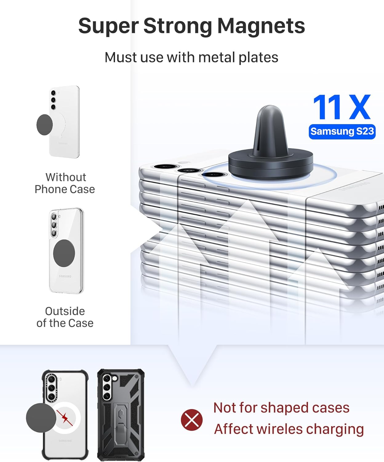 YOSH Magnetische Telefon-Autohalterung, 2023 Verbesserte Autotelefonhalterung Magnetische Lüftungsöffnung im Auto, Handyhalterung Magnet für iPhone 15 14 13 12 11 Pro Max X Samsung S23 S22 Huawei P50 P40 usw. 2er-Pack