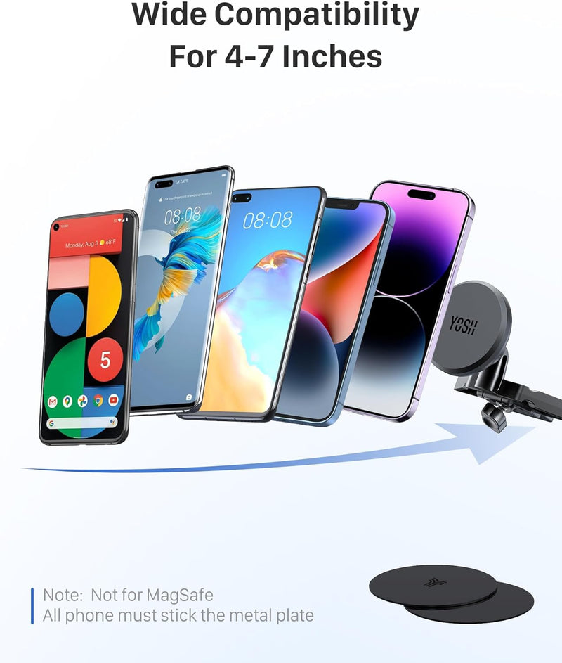 YOSH Magnetic CD Phone Holder for Car, 2023 CD Slot Phone Holder, 360° Rotation Car Phone Holder CD Slot Mount with 6 Strong Magnets, Car Phone Mount for iPhone 14 13 12 11 X Samsung Huawei Xiaomi etc