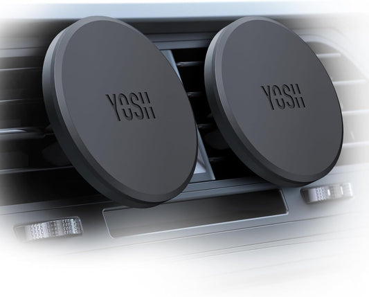 YOSH MagSafe Car Mount Air Vent, 2-Pack Magnetic Car Phone Holder with Extra Metal Rings, Super Stable Magnet Phone Cradle for Vent with iPhone 17/16/15/14/13/12 Samsung S24 S23