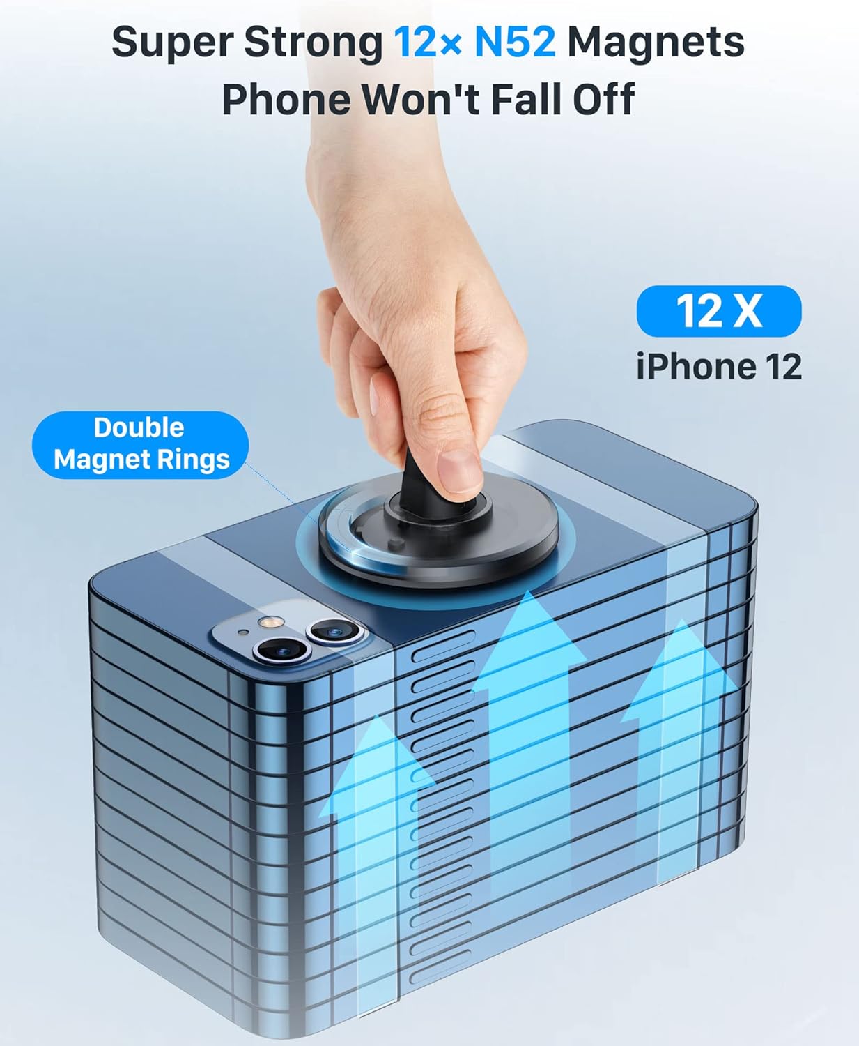 YOSH Magnetic Phone Car Mount Air Vent with MagSafe-Supportable Plate, No Interfere with Wireless-Charging, MagSafe Car Mount, Magnet Car Phone Holder Car Cradle for iPhone 17 16 15 14 13 12 Samsung