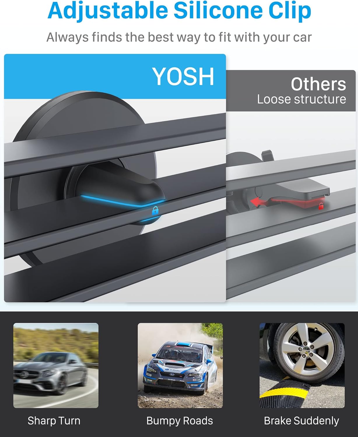 YOSH Magnetic Phone Car Mount Air Vent with MagSafe-Supportable Plate, No Interfere with Wireless-Charging, MagSafe Car Mount, Magnet Car Phone Holder Car Cradle for iPhone 17 16 15 14 13 12 Samsung