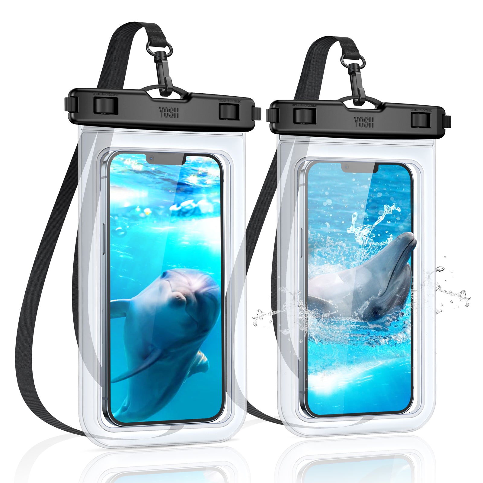 YOSH Waterproof Phone Pouch 2 Pack, 7 inch IPX8 Waterproof Phone Case for Swimming Travel Beach Trip Snorkelling Kayaking, Underwater iPhone Case for YOSH Waterproof Phone Pouch 2 Pack, 7 inch IPX8 Waterproof Phone Case for Swimming Travel Beach Trip Snorkelling Kayaking, Underwater iPhone Case for