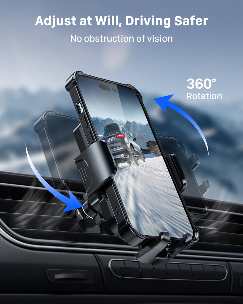 YOSH Car Phone Holder, 2024 Air Vent Phone Holder for Cars, iPhone Car Holder Super Stable-Leather Design & Big Phone Friendly for iPhone 15 14 13 12 11 Pro Max Samsung S23 S22 S21 Pixel etc