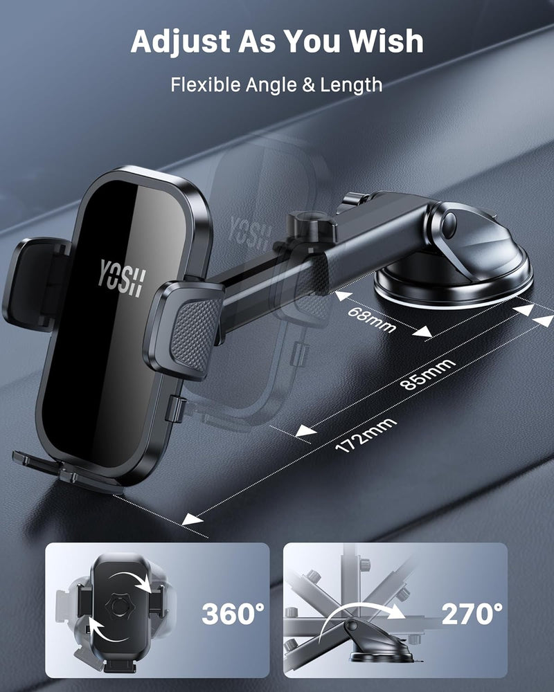 YOSH Car Phone Holder, 2024 Air Vent & Dashboard Phone Holder for Cars, iPhone Car Holder, Super Stable Big Phone Friendly for iPhone 15 14 13 12 11 Pro Max Samsung S23 S22 S21 Pixel etc