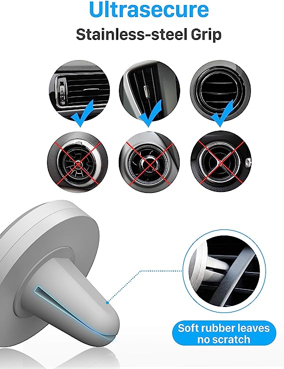 YOSH Auto-Telefonhalterung für Lüftungsschlitze, verbesserte magnetische Telefon-Autohalterung mit stärksten Magneten, superstabile Handyhalterung für die Lüftung im Auto mit 2 Metallplatten, perfekt für iPhone, Samsung, Huawei, Xiaomi