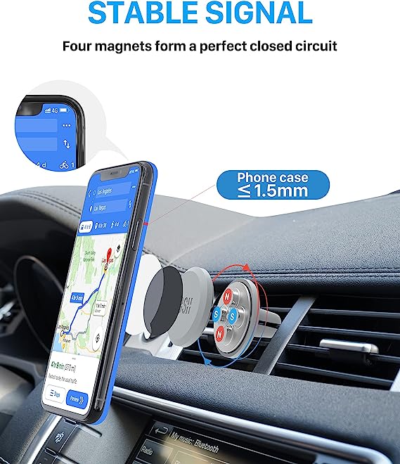 YOSH Auto-Telefonhalterung für Lüftungsschlitze, verbesserte magnetische Telefon-Autohalterung mit stärksten Magneten, superstabile Handyhalterung für die Lüftung im Auto mit 2 Metallplatten, perfekt für iPhone, Samsung, Huawei, Xiaomi