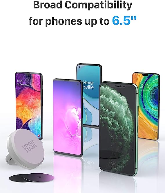 YOSH Auto-Telefonhalterung für Lüftungsschlitze, verbesserte magnetische Telefon-Autohalterung mit stärksten Magneten, superstabile Handyhalterung für die Lüftung im Auto mit 2 Metallplatten, perfekt für iPhone, Samsung, Huawei, Xiaomi