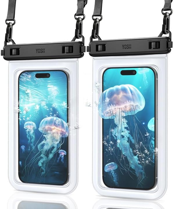 YOSH Crossbody Waterproof Phone Pouch, 2 Pack IPX8 Waterproof Phone Case for Swimming, Underwater Phone Case for iPhone 17 16 15 14 13 12 11 Pro XS, Samsung S24 S23 S22, Huawei P40 P30 Xiaomi up to 6.8"