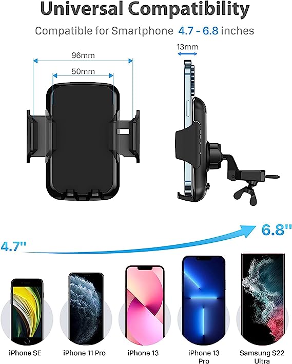 YOSH CD Phone Holder for Car, CD Slot Phone Holder Mount with Adjustable Clamp, 360° Rotation Phone Holder for iPhone 15 14 13 12 11 pro max X XR 8 7 Plus Samsung S21 S20 Huawei P30 P20 Xiaomi etc.