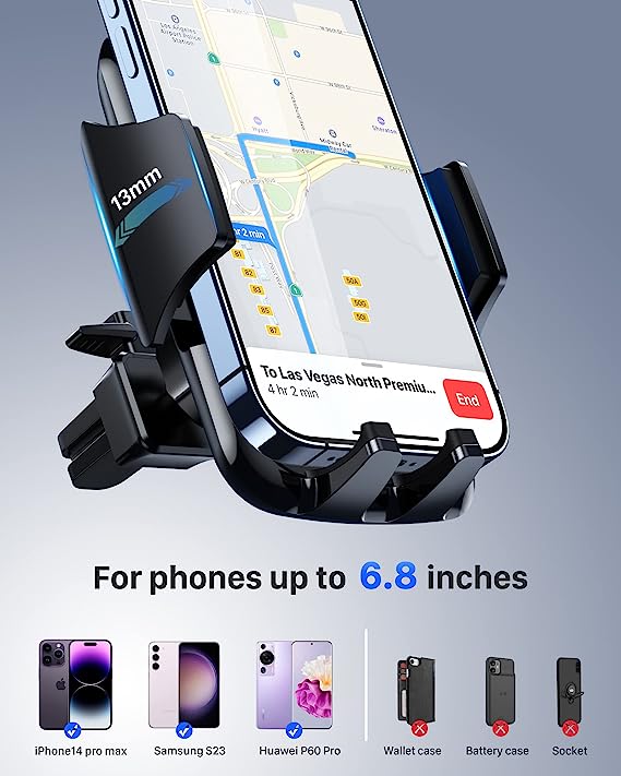 YOSH Car Phone Holder Air Vent, 2024 Upgrade 360° Rotation Car Phone Mount with Adjustable Ultra-Stable Clamp iPhone Car Holder for iPhone 15 14 13 12 11 Pro max X Samsung S23 S22 Huawei etc