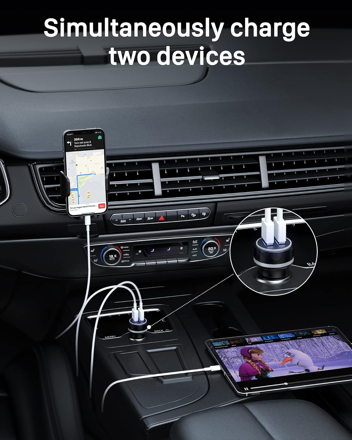 YOSH USB C Car Charger with 24W Ultra-Compact Dual Port, Fast Charge Cigarette Lighter USB Charger, in Car Charger 2 Ports Car Charger Adapter for iPhone 17 16 15 14 13 12 Pro Max Samsung Huawei Xiaomi