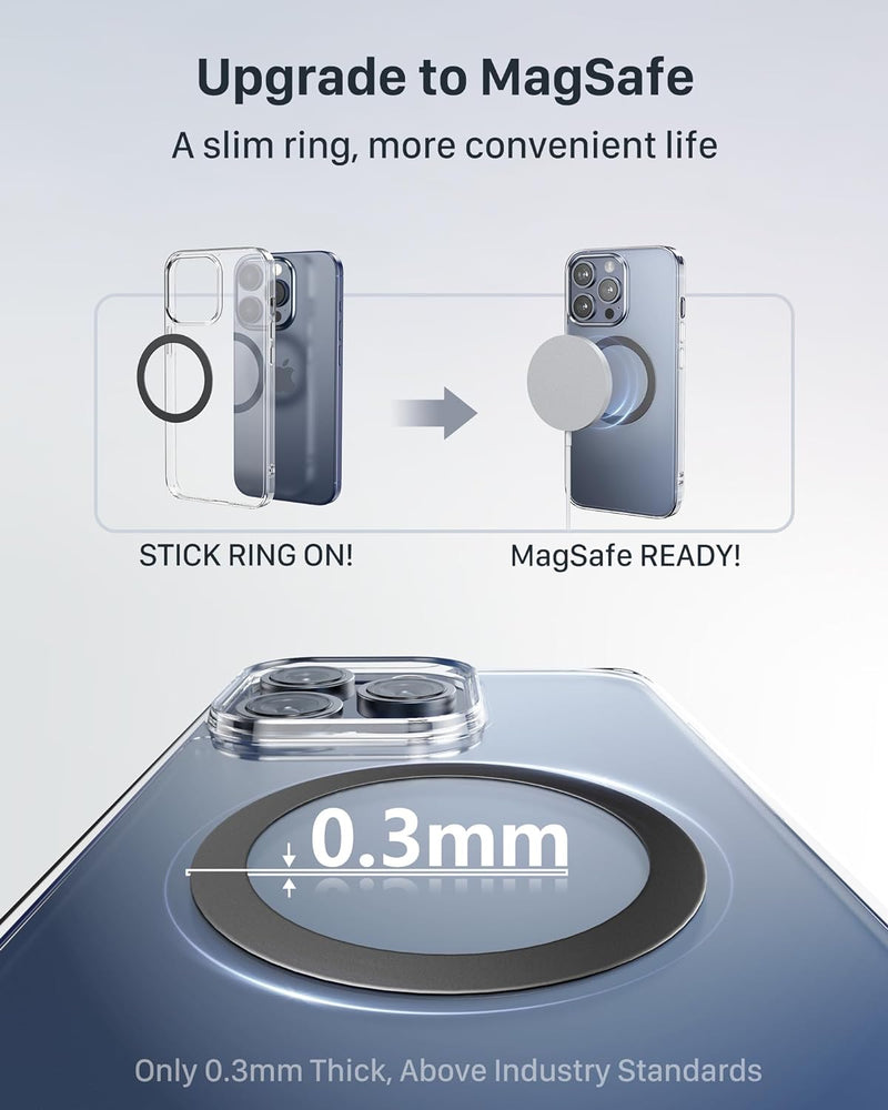 YOSH Mag-Safe Ring, Mag-Safe Sticker, Mag-Safe Conversion Kit Compatible with Mag-Safe Ring Holder, Compatible with iPhone 15/14/13/12/11/X Series, Galaxy S23 Ultra, Google Pixel 7 Pro, 2 Pack