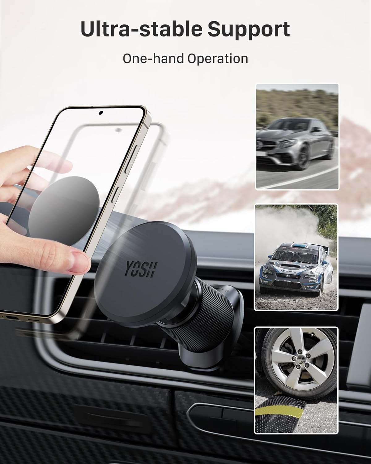 YOSH 2023 Magnetische Autotelefonhalterung, Belüftung Verbesserte magnetische Handyhalterung mit doppeltem Verriegelungsclip für iPhone Samsung Huawei