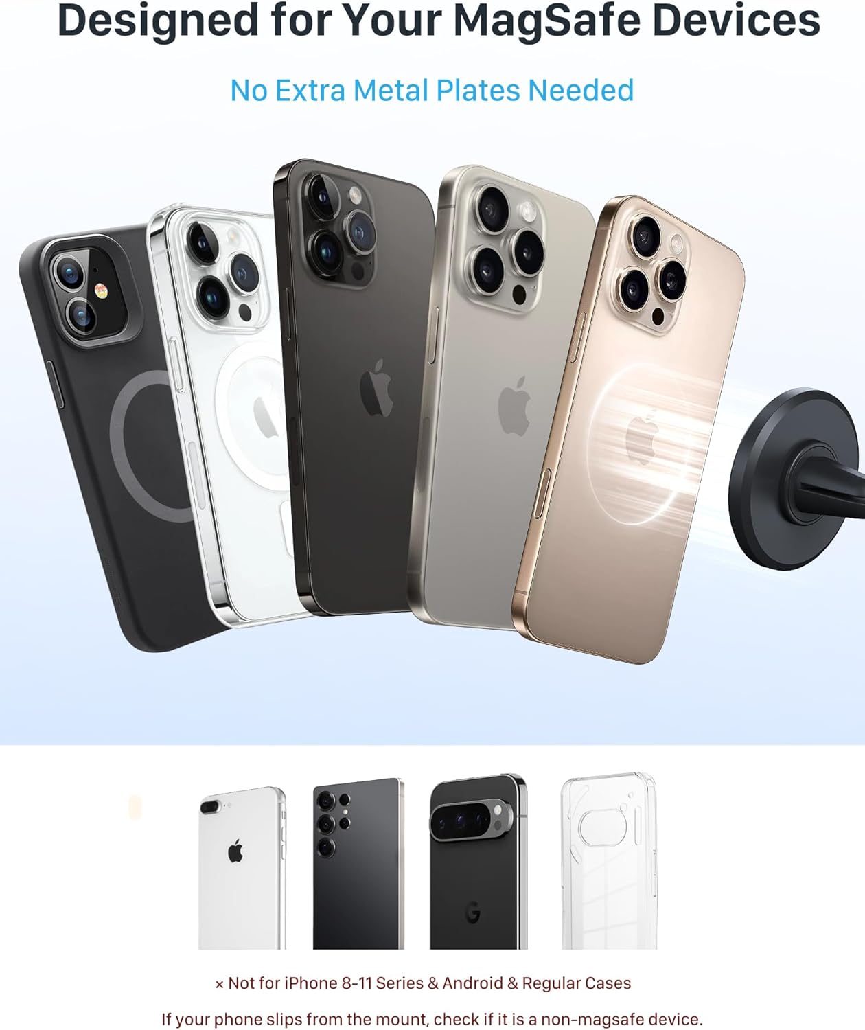 YOSH Mag-Safe Air Vent Autohalterung, magnetische Autotelefonhalterung, magnetische Handyhalterung für Autolüftung, Autohalterung für iPhone 15/14/13/12 Serie & MagSafe Hülle ohne zusätzliche Metallplatten