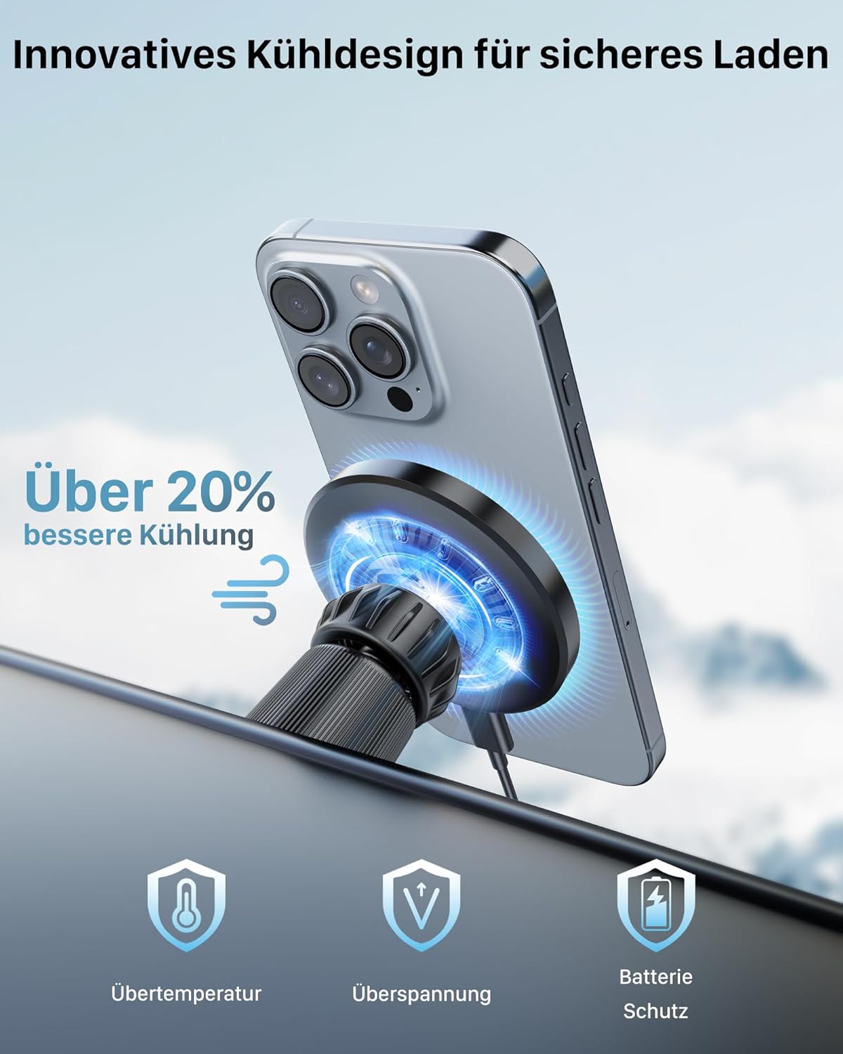YOSH Mag-Safe Kfz-Ladegeräthalterung für die Lüftung, kabellose magnetische Schnellladehalterung für das iPhone-Autoladegerät, magnetische Telefonhalterung mit 36-W-Autoladeadapter für die iPhone-Serie 15/14/13/12