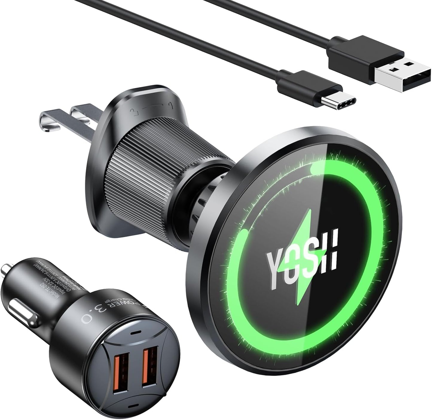 YOSH Mag-Safe Kfz-Ladegeräthalterung für die Lüftung, kabellose magnetische Schnellladehalterung für das iPhone-Autoladegerät, magnetische Telefonhalterung mit 36-W-Autoladeadapter für die iPhone-Serie 15/14/13/12