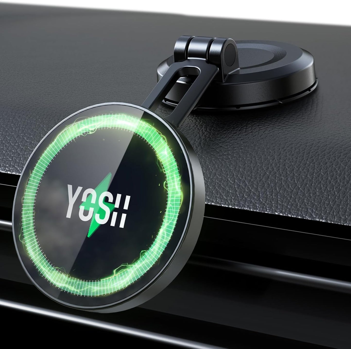 YOSH MagSafe Car Charger Mount, 15W Fast Charging Magnetic Wireless Car Charger, Alloy Folding Design for Dashboard with 20x N55 Magnets for iPhone 17/16/15/14/13/12 Series Samsung