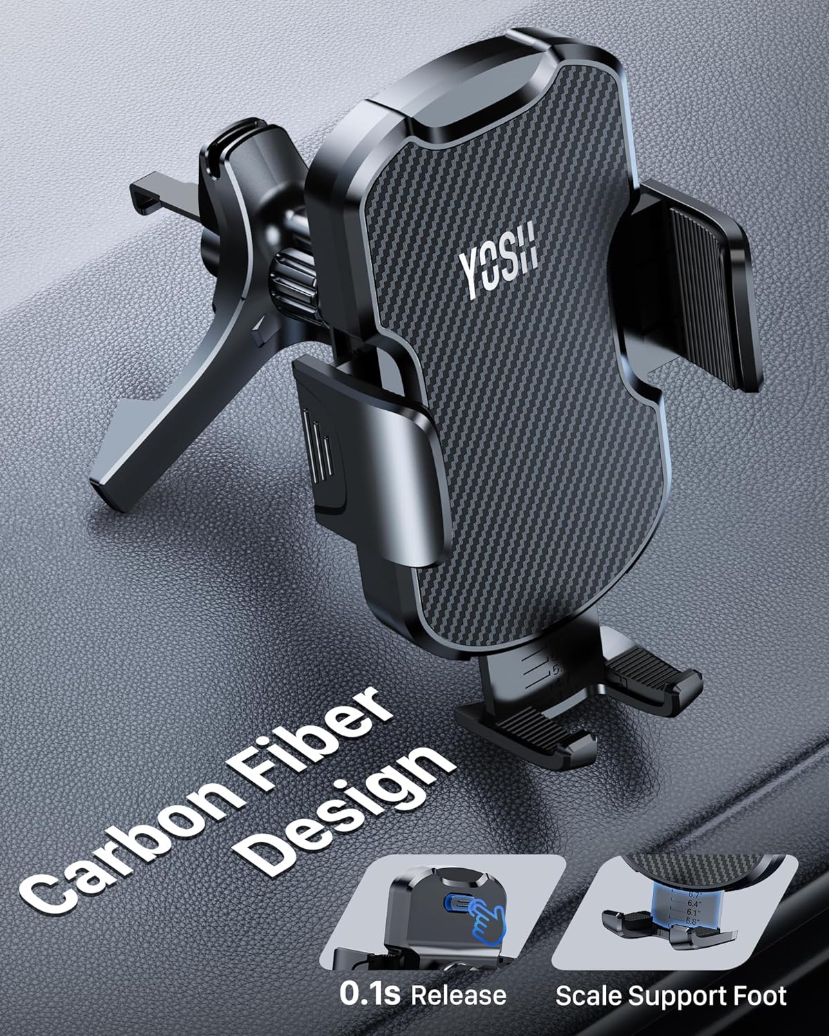 YOSH Round Air Vent Car Phone Holder for Mercedes Benz A/C/Class, Phone Holder for Cars for Mini Cooper BMW Audi Ford Fiesta, Stable Triangle Support Car Phone Mount Circular Vent for iPhone Samsung