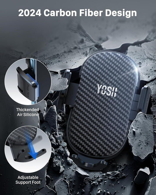 YOSH Car Vent Phone Mount, Upgraded Double Lock Metal Hook Car Phone Holder, Quick Release Air Vent Holder for iPhone 17 16 15 14 13 12 11 Pro Max Plus Samsung S24 S23 S22 S21 Pixel etc