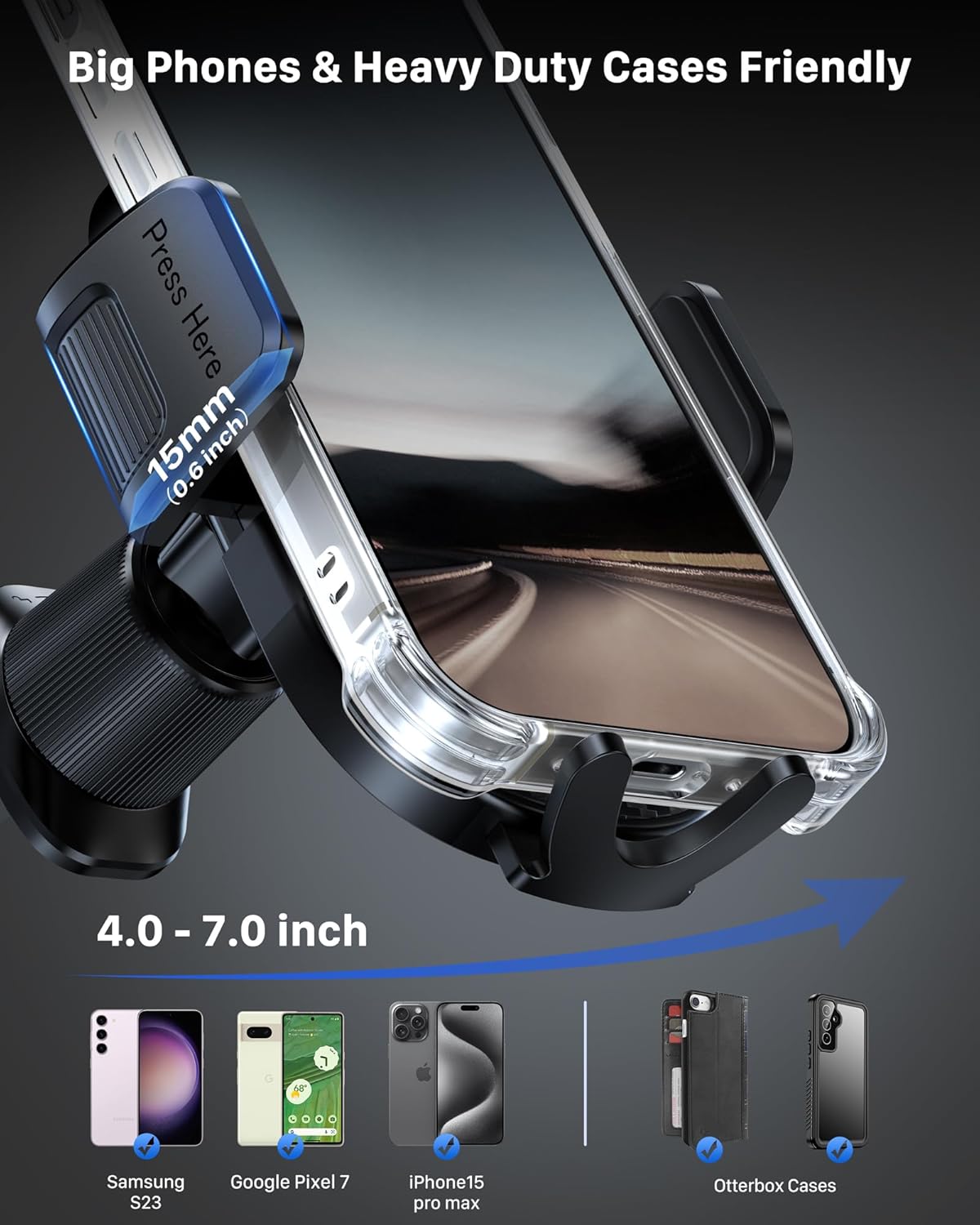 YOSH Car Vent Phone Mount, Upgraded Double Lock Metal Hook Car Phone Holder, Quick Release Air Vent Holder for iPhone 17 16 15 14 13 12 11 Pro Max Plus Samsung S24 S23 S22 S21 Pixel etc