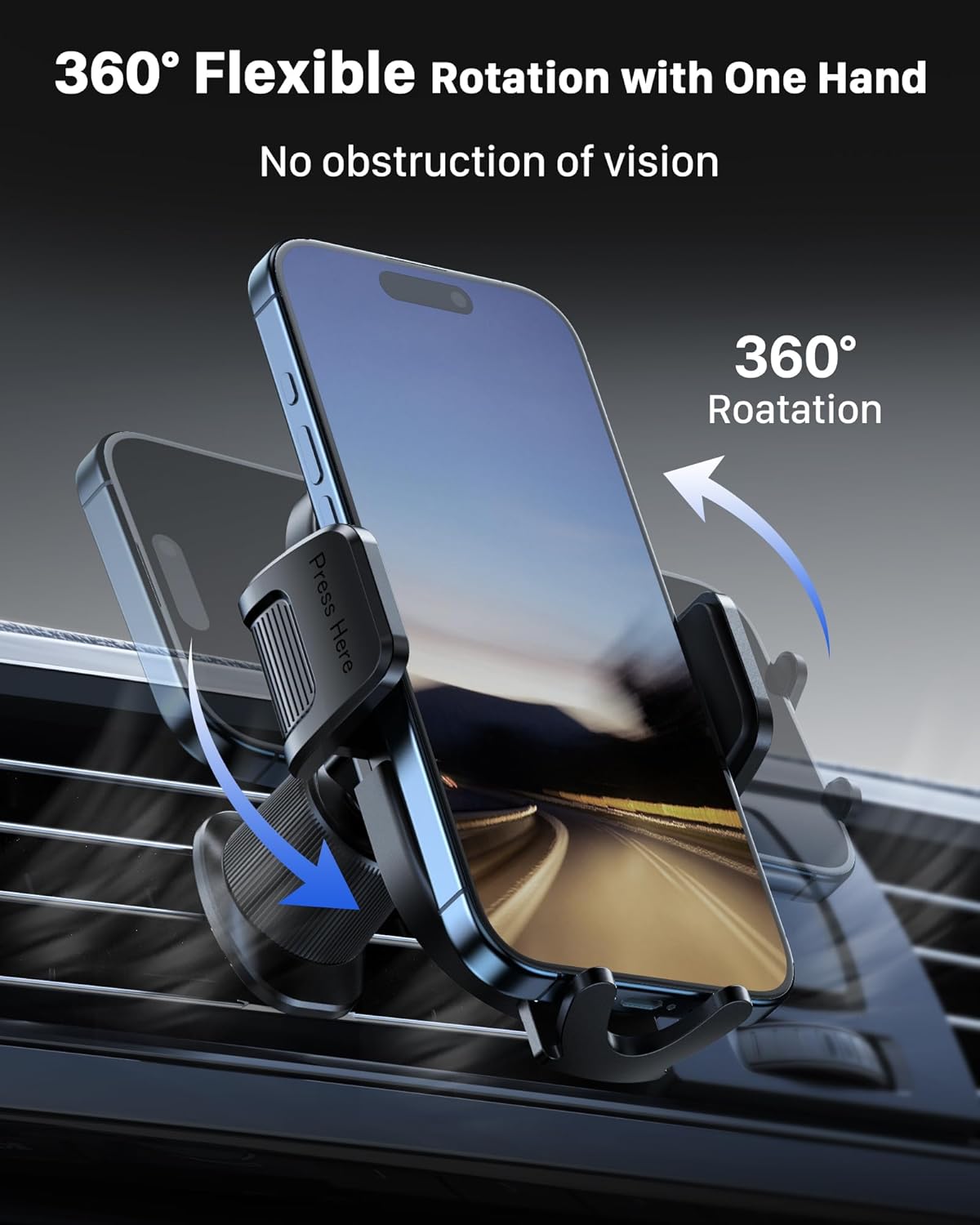 YOSH Car Vent Phone Mount, Upgraded Double Lock Metal Hook Car Phone Holder, Quick Release Air Vent Holder for iPhone 17 16 15 14 13 12 11 Pro Max Plus Samsung S24 S23 S22 S21 Pixel etc