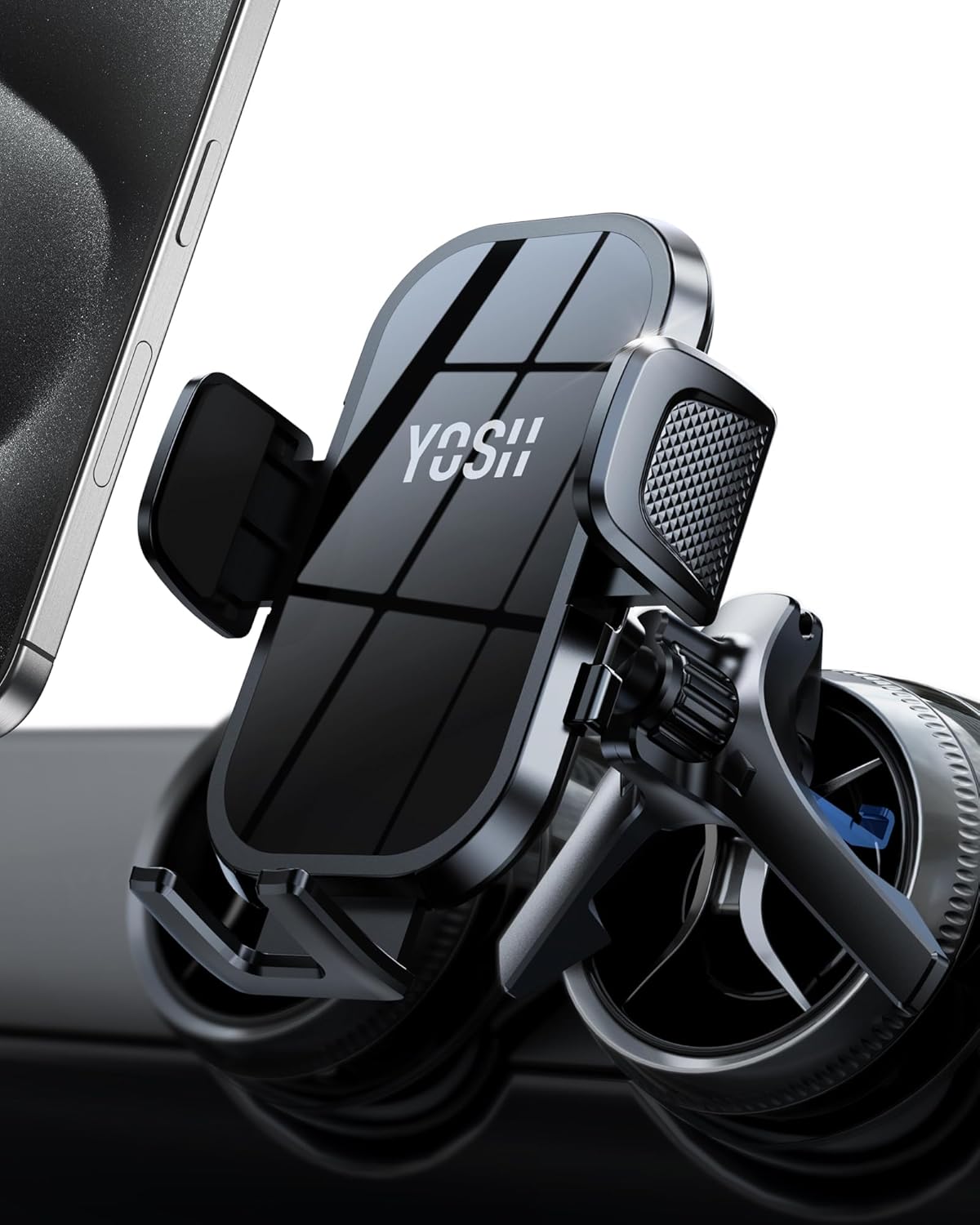YOSH Round Air Vent Car Phone Holder for Mercedes Benz A/C/Class Audi Mini Cooper Ford BMW, Stable Triangle Support Car Phone Mount Circular Vent for iPhone Samsung Pixel All 4.0''- 7.0'' Phones