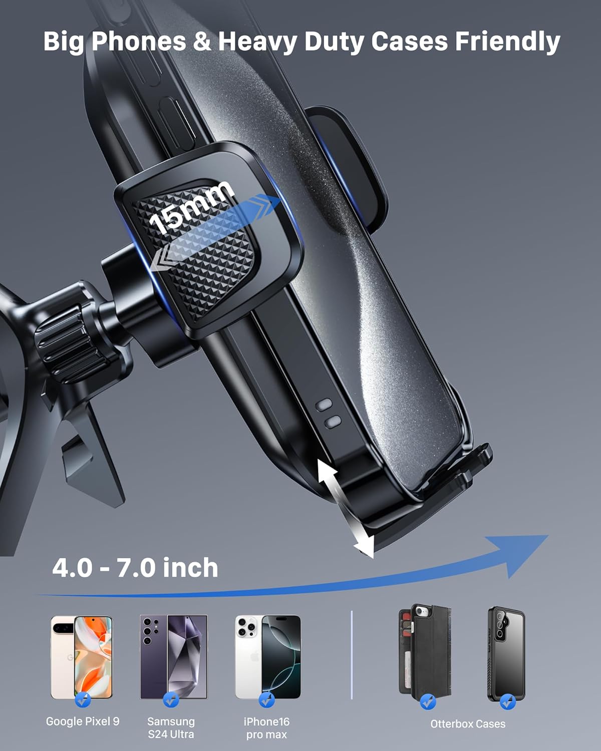 YOSH Round Air Vent Car Phone Holder for Mercedes Benz A/C/Class Audi Mini Cooper Ford BMW, Stable Triangle Support Car Phone Mount Circular Vent for iPhone Samsung Pixel All 4.0''- 7.0'' Phones