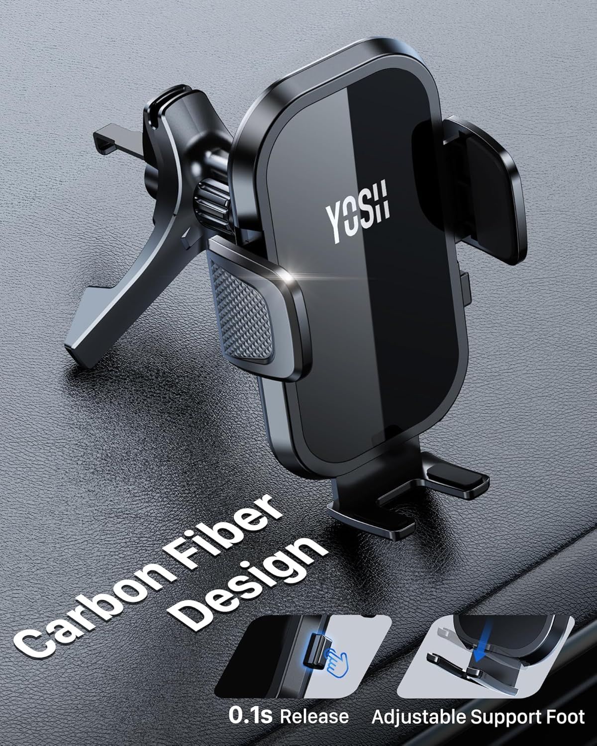 YOSH Round Air Vent Car Phone Holder for Mercedes Benz A/C/Class Audi Mini Cooper Ford BMW, Stable Triangle Support Car Phone Mount Circular Vent for iPhone Samsung Pixel All 4.0''- 7.0'' Phones