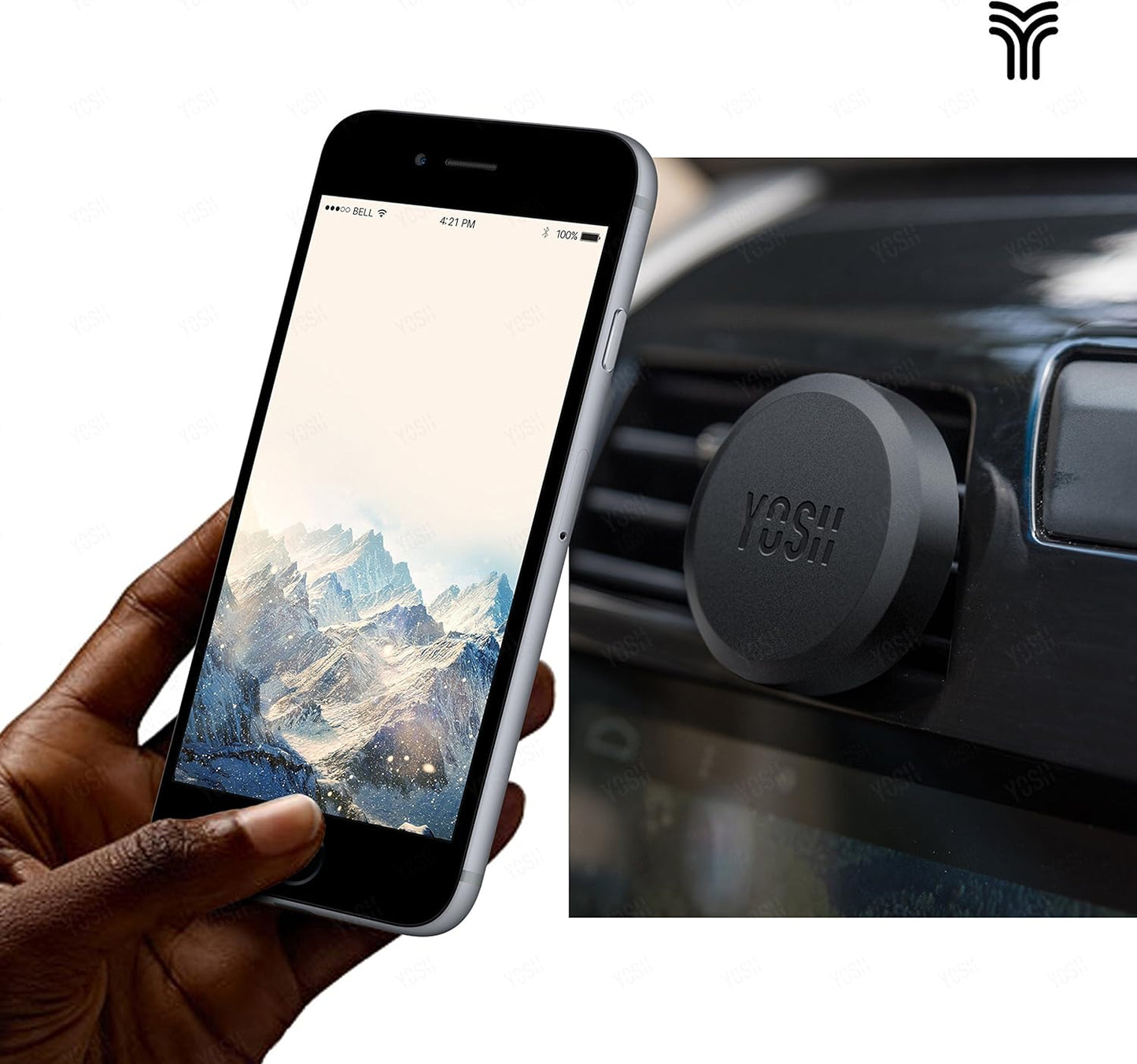 YOSH Ersatz-Montageplatten-Kits für dünne Metallplatten mit starkem Klebstoff für magnetische Telefon-Autohalterung, Telefonmagnetaufkleber, kompatible magnetische Telefon-Autohalterung, 4er-Pack, rund, schwarz.