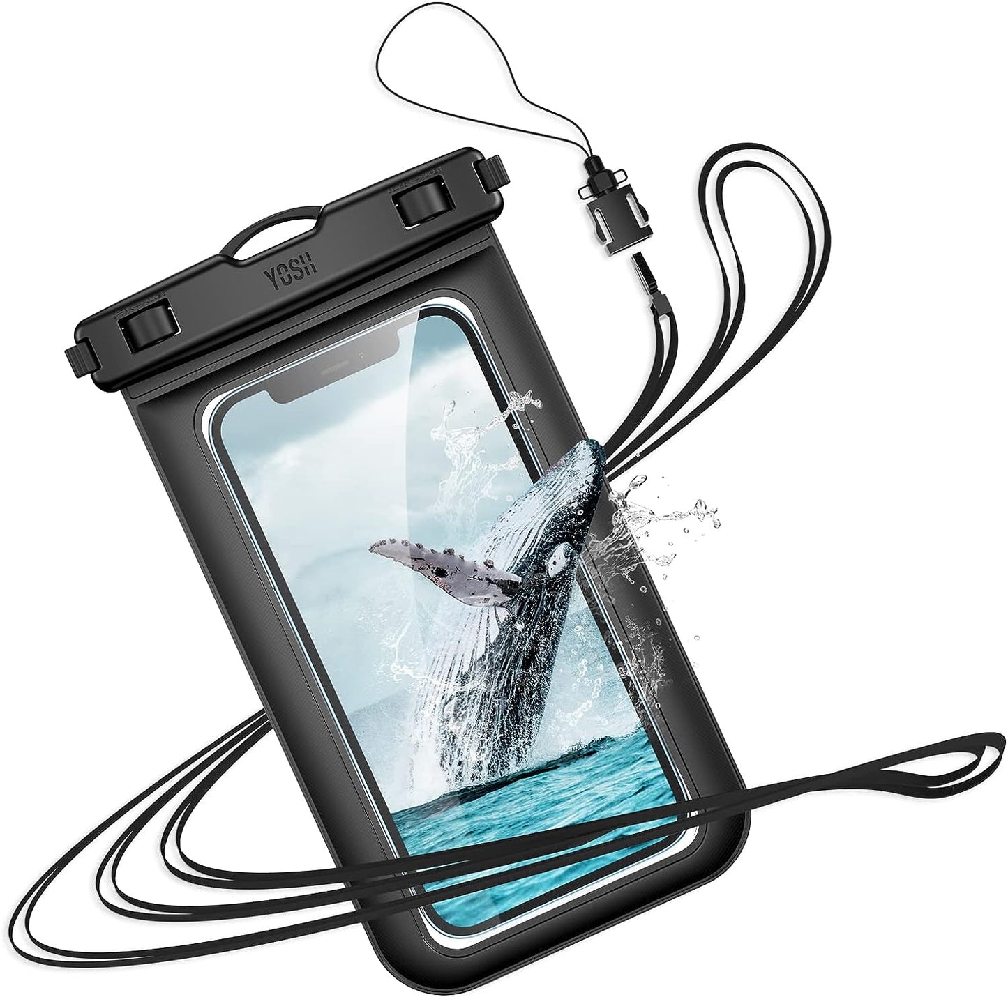 Pochette étanche pour téléphone YOSH IPX8 avec cordon, étui étanche pour téléphone pour natation, sac étanche sous-marin pour plongée en apnée, bateau, pêche pour iPhone 15 14 13 12 11 Pro X Samsung S24 S23 S22 jusqu'à 6,8"