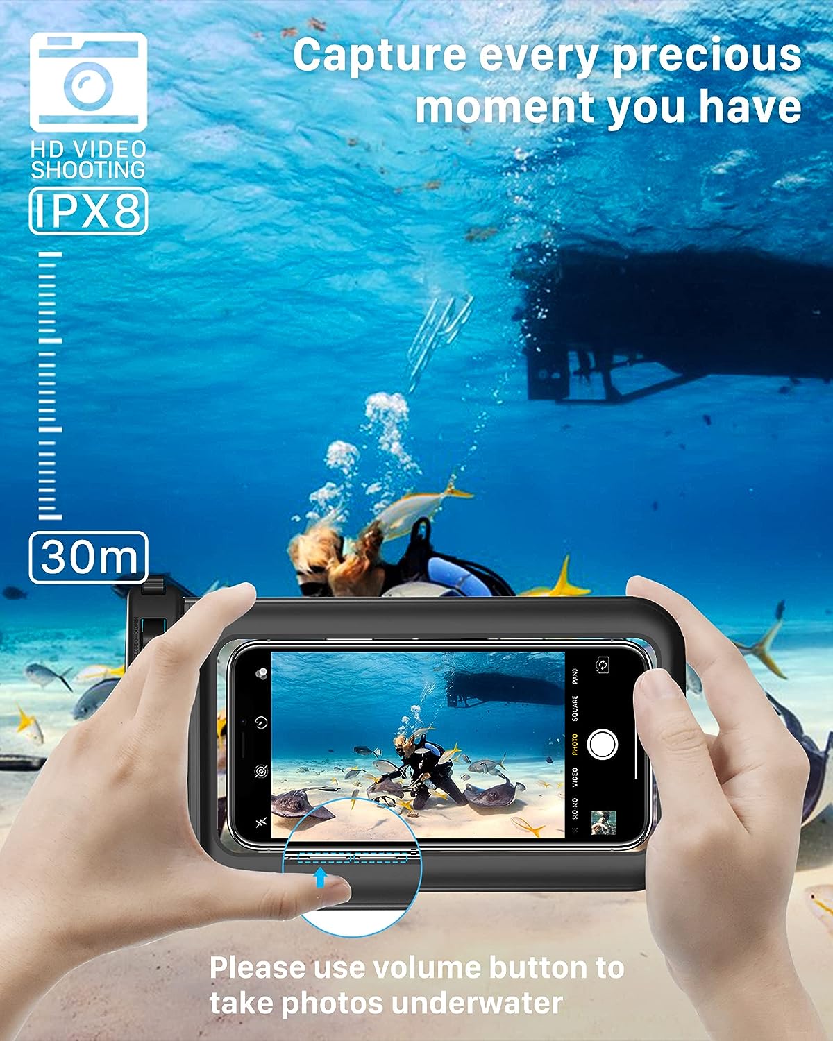 Pochette étanche pour téléphone YOSH IPX8 avec cordon, étui étanche pour téléphone pour natation, sac étanche sous-marin pour plongée en apnée, bateau, pêche pour iPhone 15 14 13 12 11 Pro X Samsung S24 S23 S22 jusqu'à 6,8"