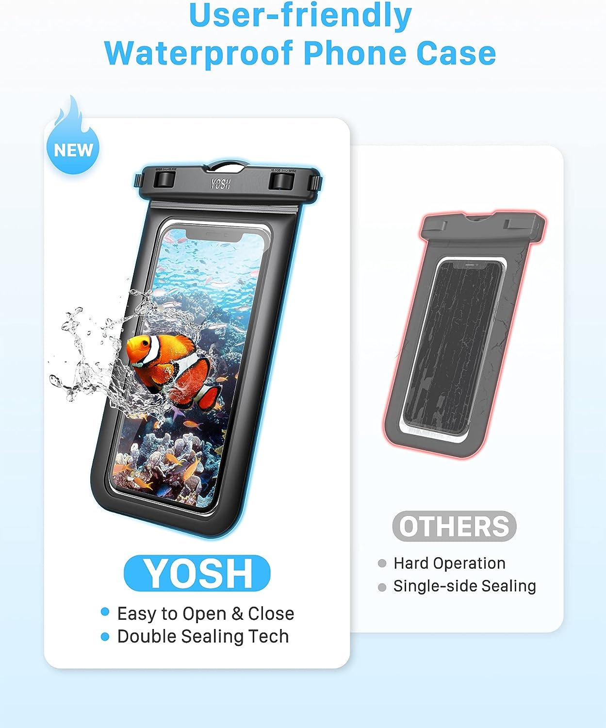 Pochette étanche pour téléphone YOSH IPX8 avec cordon, étui étanche pour téléphone pour natation, sac étanche sous-marin pour plongée en apnée, bateau, pêche pour iPhone 15 14 13 12 11 Pro X Samsung S24 S23 S22 jusqu'à 6,8"