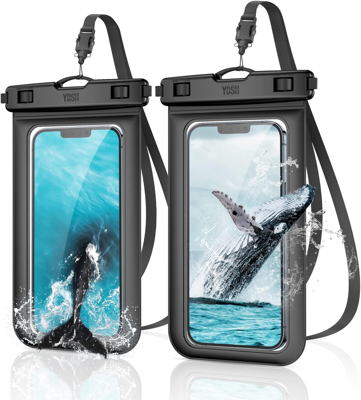 Pochette étanche pour téléphone YOSH IPX8 avec cordon, étui étanche pour téléphone pour natation, sac étanche sous-marin pour plongée en apnée, bateau, pêche pour iPhone 15 14 13 12 11 Pro X Samsung S24 S23 S22 jusqu'à 6,8"