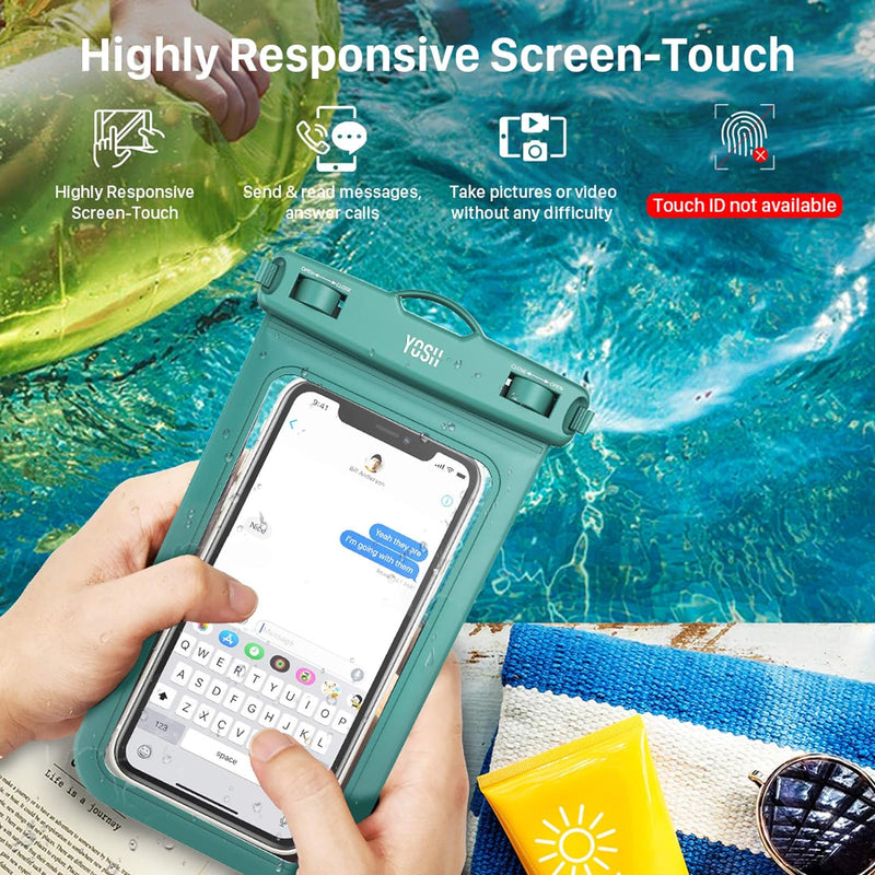 YOSH Waterproof Phone Case, Underwater Waterproof Phone Pouch for Swimming Beach Fishing Dustproof, Suitable for iPhone 15 14 13 12 11 pro XS XR 8, SAMSUNG S23 S22 S21 S20 A50, HUAWEI P50 up to 6.8”