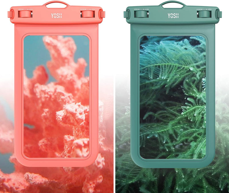 YOSH IPX8 Waterproof Phone Case, Underwater Phone Pouch Dry Bag for Swimming Raining Dustproof for iPhone 15 14 13 12 11 XS XR X 8 7, Samsung S23 S22 Huawei P40 P30 P20 Xiaomi 13 -up to 7.0” 2-Pack