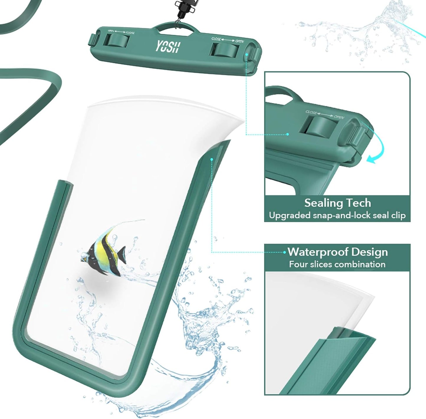 YOSH Green and Orange IPX8 Waterproof Phone Case 2 Pack, Underwater Phone Pouch Dry Bag for Swimming Raining Dustproof for iPhone 17 16 15 14 13 12 11 Pro XS, Samsung S24 S23 S22, Huawei up to 6.8"
