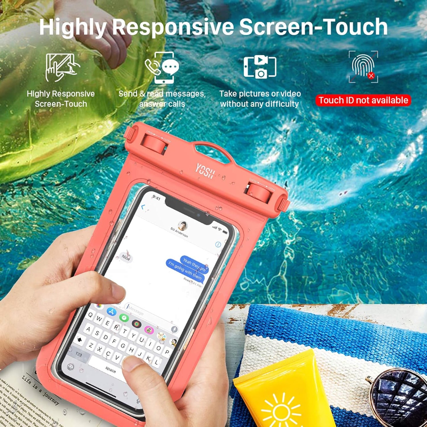 YOSH Green and Orange IPX8 Waterproof Phone Case 2 Pack, Underwater Phone Pouch Dry Bag for Swimming Raining Dustproof for iPhone 17 16 15 14 13 12 11 Pro XS, Samsung S24 S23 S22, Huawei up to 6.8"