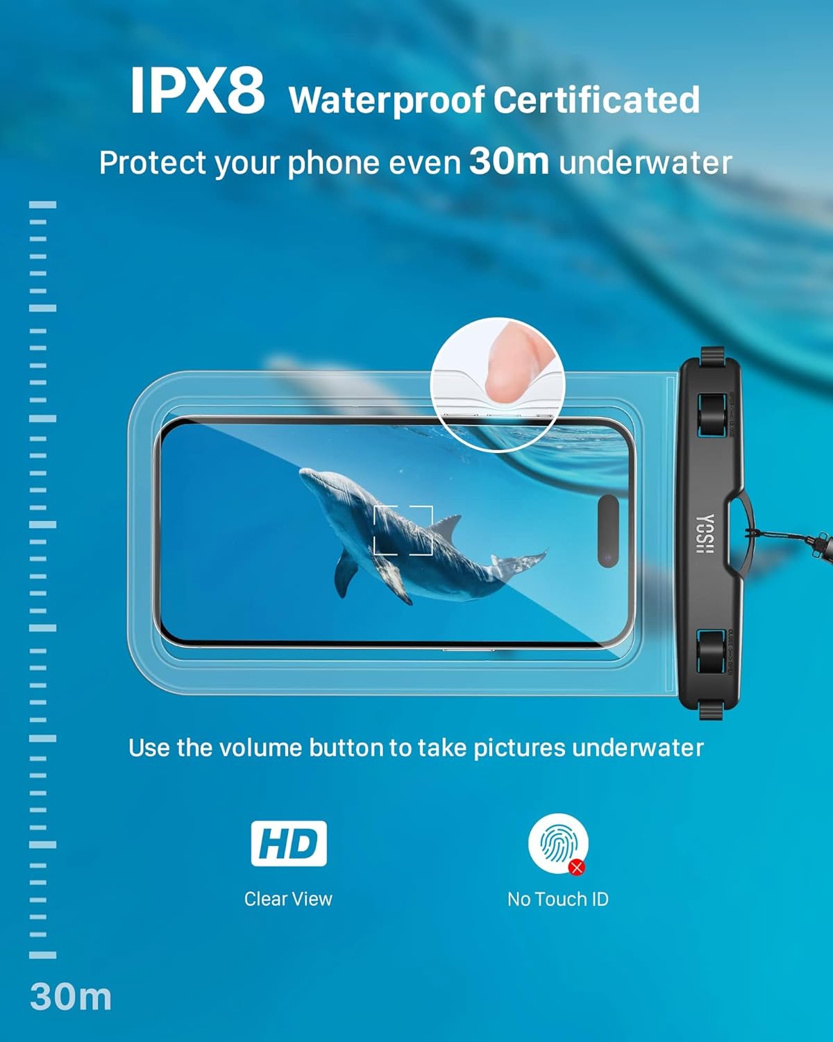 YOSH Waterproof Phone Pouch 2 Pack, 7 inch IPX8 Waterproof Phone Case for Swimming Travel Beach Trip Snorkelling Kayaking, Underwater iPhone Case for iPhone 17 16 15 14 Pro Max, Samsung S25 S24 Ultra