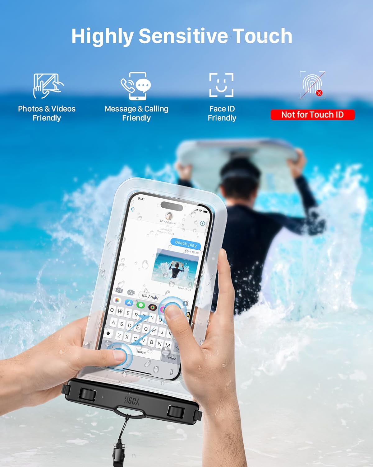 YOSH Waterproof Phone Pouch 2 Pack, 7 inch IPX8 Waterproof Phone Case for Swimming Travel Beach Trip Snorkelling Kayaking, Underwater iPhone Case for iPhone 17 16 15 14 Pro Max, Samsung S25 S24 Ultra