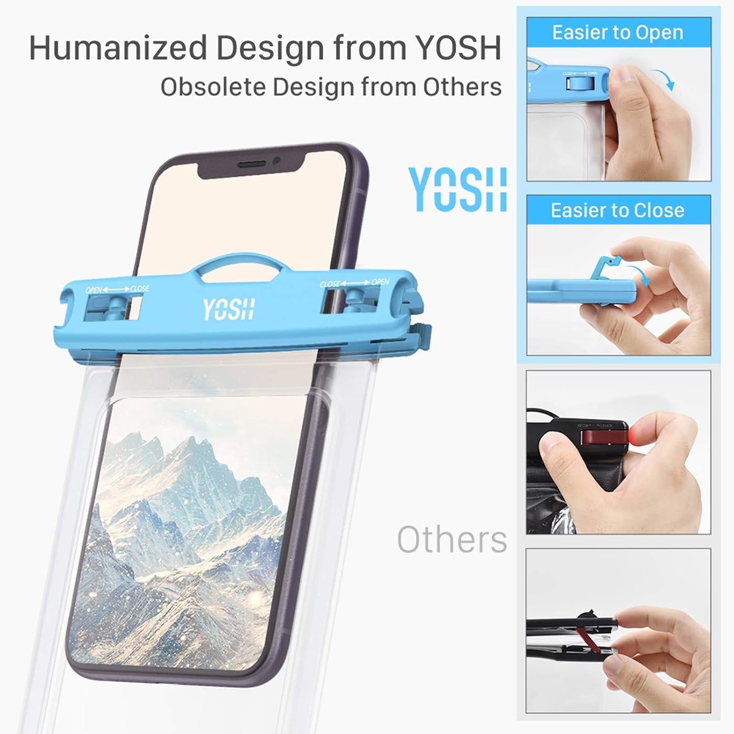 YOSH Blue and Pink IPX8 Waterproof Phone Case 2 Pack, Underwater Phone Pouch Dry Bag for Swimming Raining Dustproof for iPhone 17 16 15 14 13 12 11 Pro XS XR X, Samsung S24 S23 S22, Huawei up to 6.8"