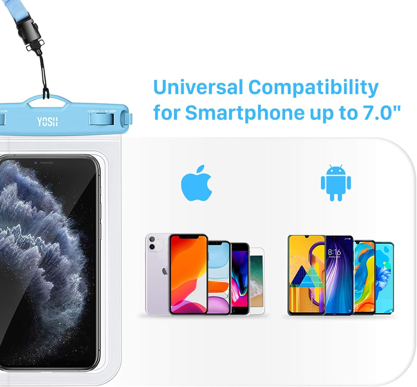 YOSH Blue and Pink IPX8 Waterproof Phone Case 2 Pack, Underwater Phone Pouch Dry Bag for Swimming Raining Dustproof for iPhone 17 16 15 14 13 12 11 Pro XS XR X, Samsung S24 S23 S22, Huawei up to 6.8"
