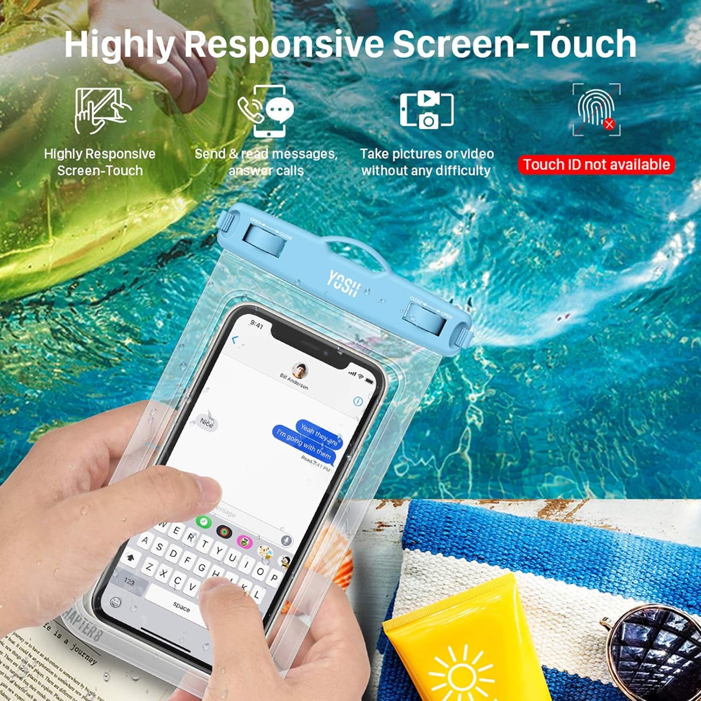 YOSH Blue and Pink IPX8 Waterproof Phone Case 2 Pack, Underwater Phone Pouch Dry Bag for Swimming Raining Dustproof for iPhone 17 16 15 14 13 12 11 Pro XS XR X, Samsung S24 S23 S22, Huawei up to 6.8"