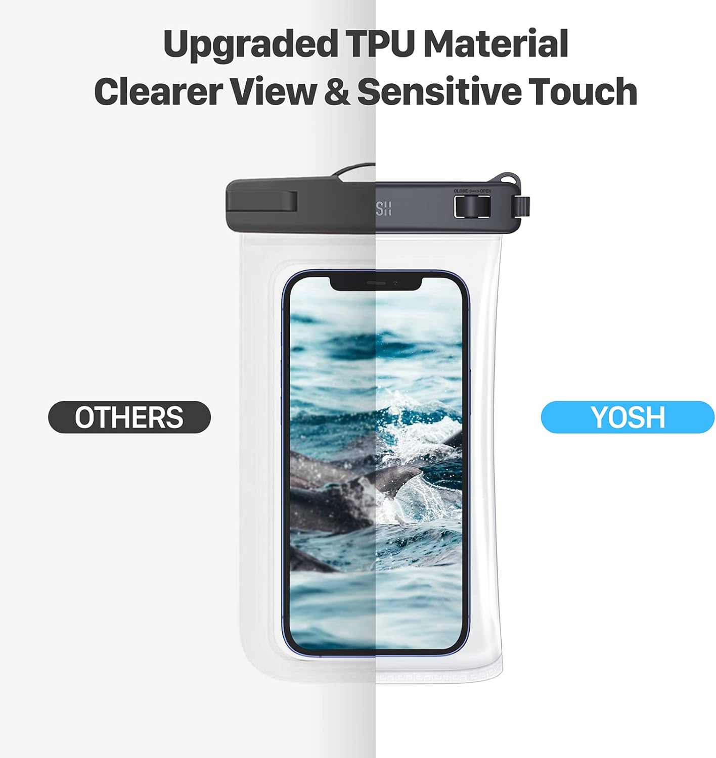 YOSH Pochette étanche en TPU pour téléphone avec cordon plus large, lot de 2 étuis étanches pour téléphone, sac sec pour la natation pour iPhone 16 15 14 Plus 13 12 11 Pro Max, Samsung S24 S23 S22 Ultra, Xiamo 14 Ultra jusqu'à 7,5"