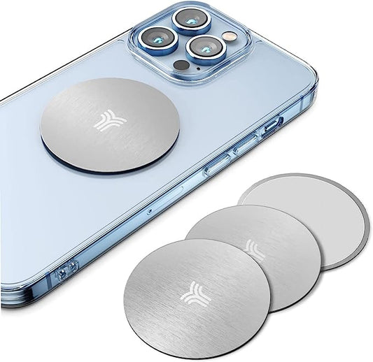 YOSH Metal Plates Replacement Mount Metal Plate Kits with Adhesive for Magnetic Car Phone Holder Magnet Cradle Mount, Compatible with Magnetic Holder and All Phones, Pack of 4, Round, Silver