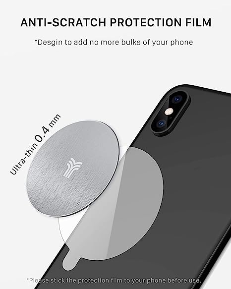 YOSH Metallplatten, Ersatzhalterung, Metallplatten-Kits mit Klebstoff für magnetische Auto-Telefonhalterung, Magnethalterung, kompatible Halterung und andere magnetische Halterung, 4er-Pack, rund, silber.