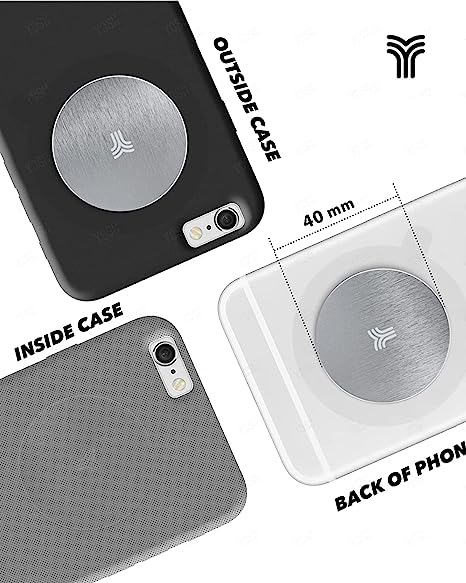 YOSH Metallplatten, Ersatzhalterung, Metallplatten-Kits mit Klebstoff für magnetische Auto-Telefonhalterung, Magnethalterung, kompatible Halterung und andere magnetische Halterung, 4er-Pack, rund, silber.