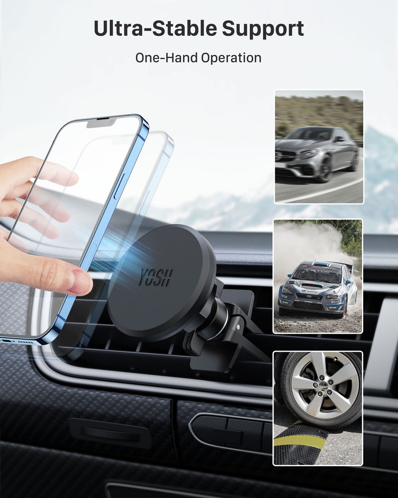 YOSH 2023 Dashboard Magnetic Car Mount for Air Vent/Windscreen, 3 in 1 Multifunctional Magnet Phone Holder for Car, Upgraded Magnetic Car Phone Holder for iPhone Samsung Huawei Xperia Xiaomi Oneplus