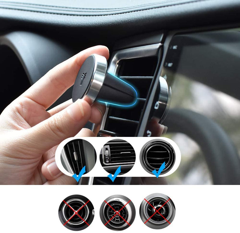 YOSH Air Vent Car Phone Holder, Magnetic Mobile Phone Mount for Car with Strong Magnets, One Hand Operation Car Cradle for iPhone 11 XR XS Max X 8 7 6s Plus Samsung Huawei Xperia Oneplus Xiaomi etc.