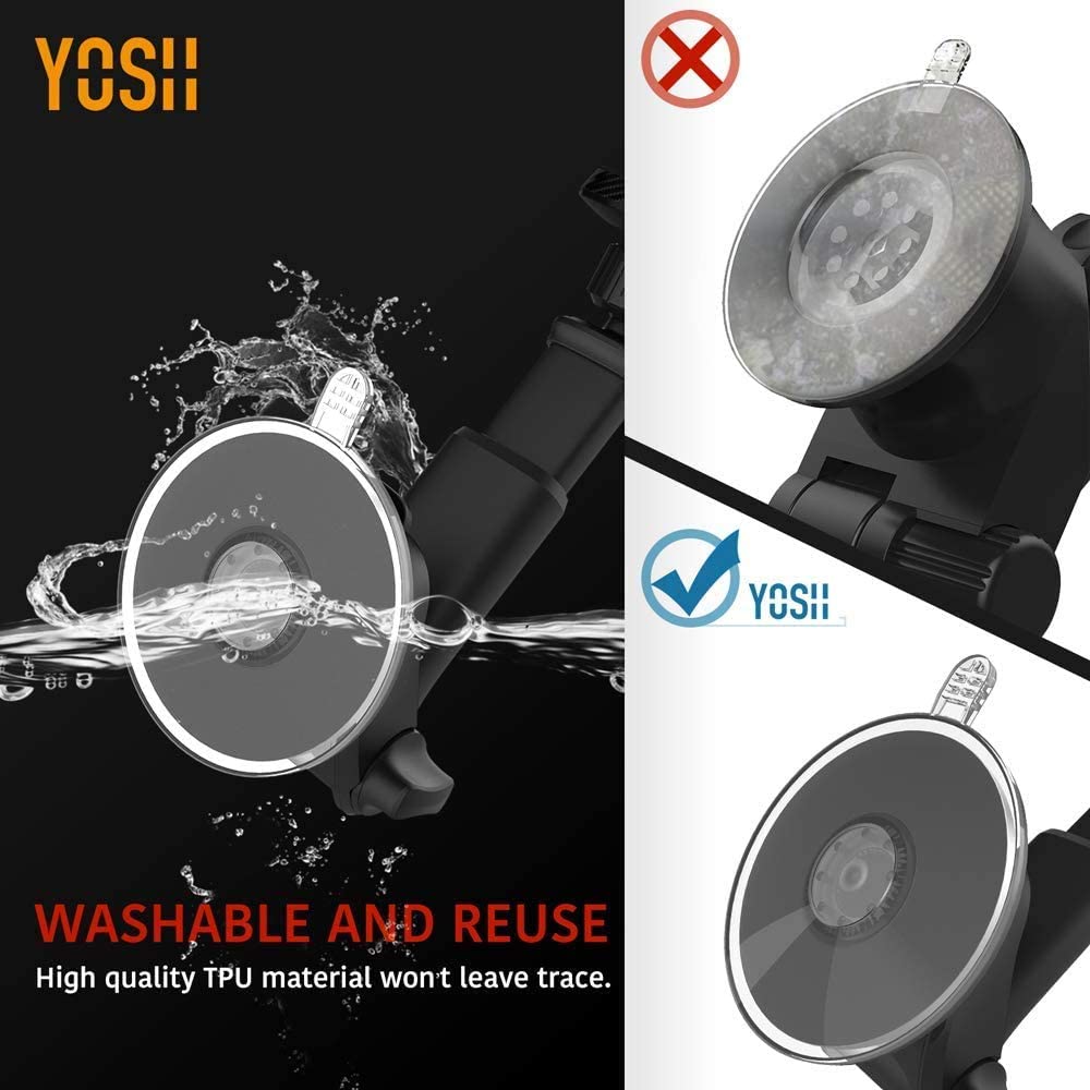 YOSH Magnetic Car Phone Holder for Dashboard & Windscreen, Adjustable Car Phone Mount with 6 Strong Magnets & Washable Suction Cup, Phone Holder Cradle for iPhone Pro Max XS XR Samsung
