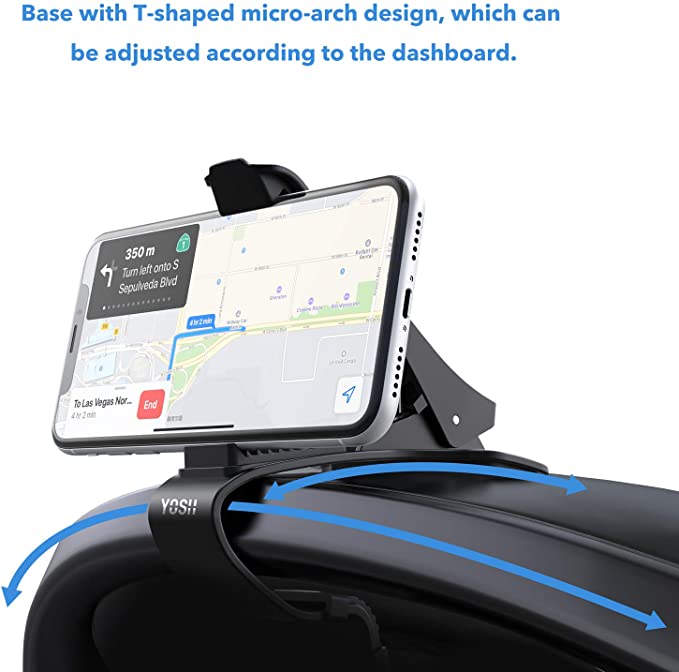 YOSH Car Phone Holder Mount Universal Mobile Phone Holder for Car, Dashboard Car Phone Mount for iPhone 12 11 pro max XS XR X 8 7 Plus Samsung S30 S20 Huawei P30 P20 Mate 20 and More